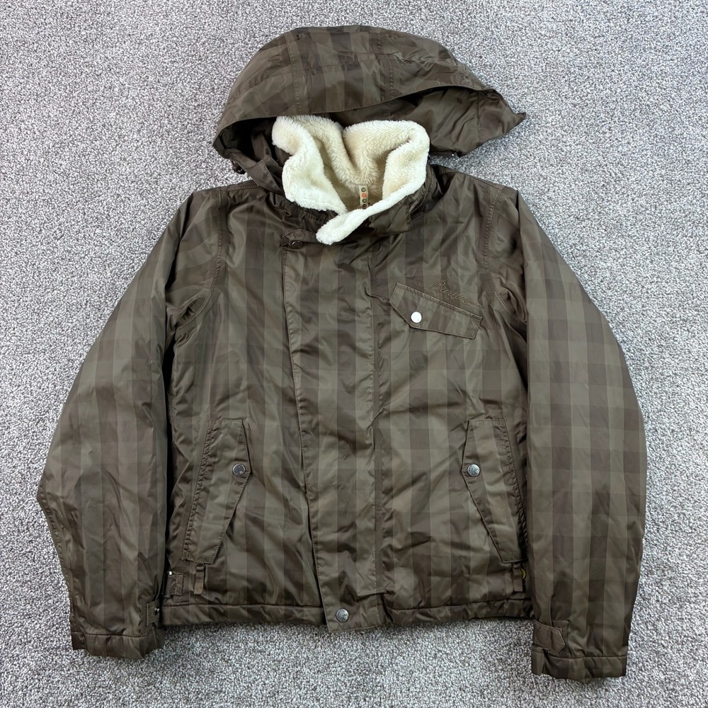 Burton Dutchess Jacket Women's M Brown Nylon Checkered Insulated Hooded Ski Snow